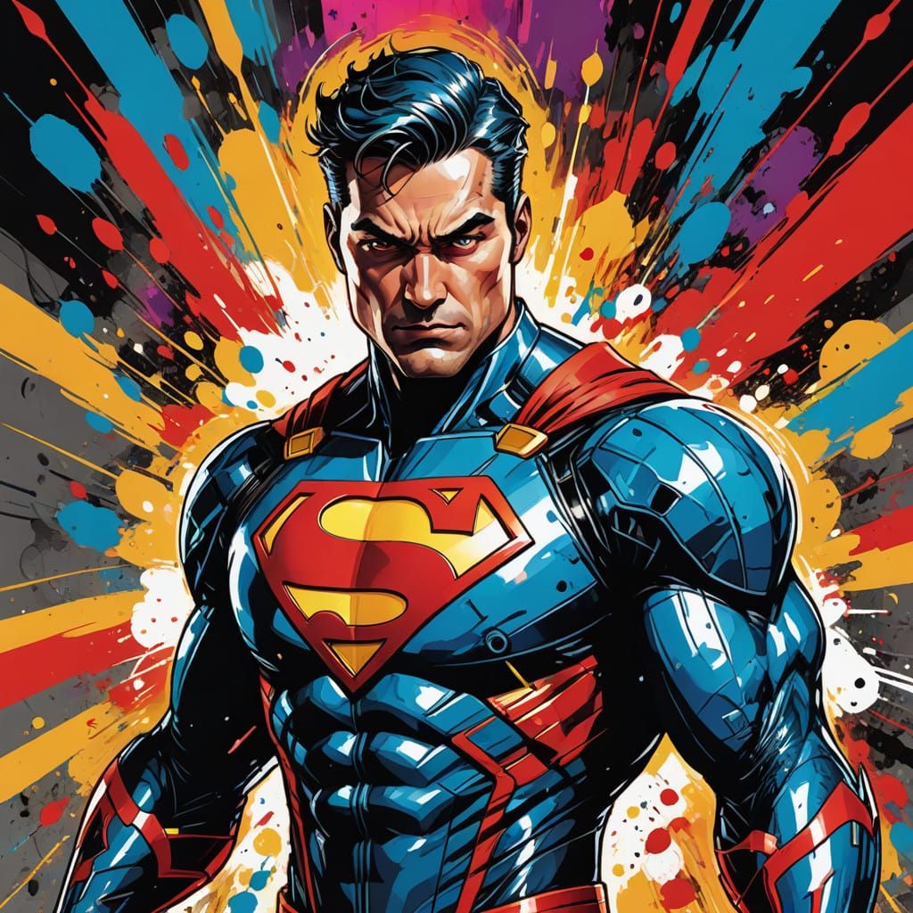 Dynamic Superhero Portrait in Comic Book Style