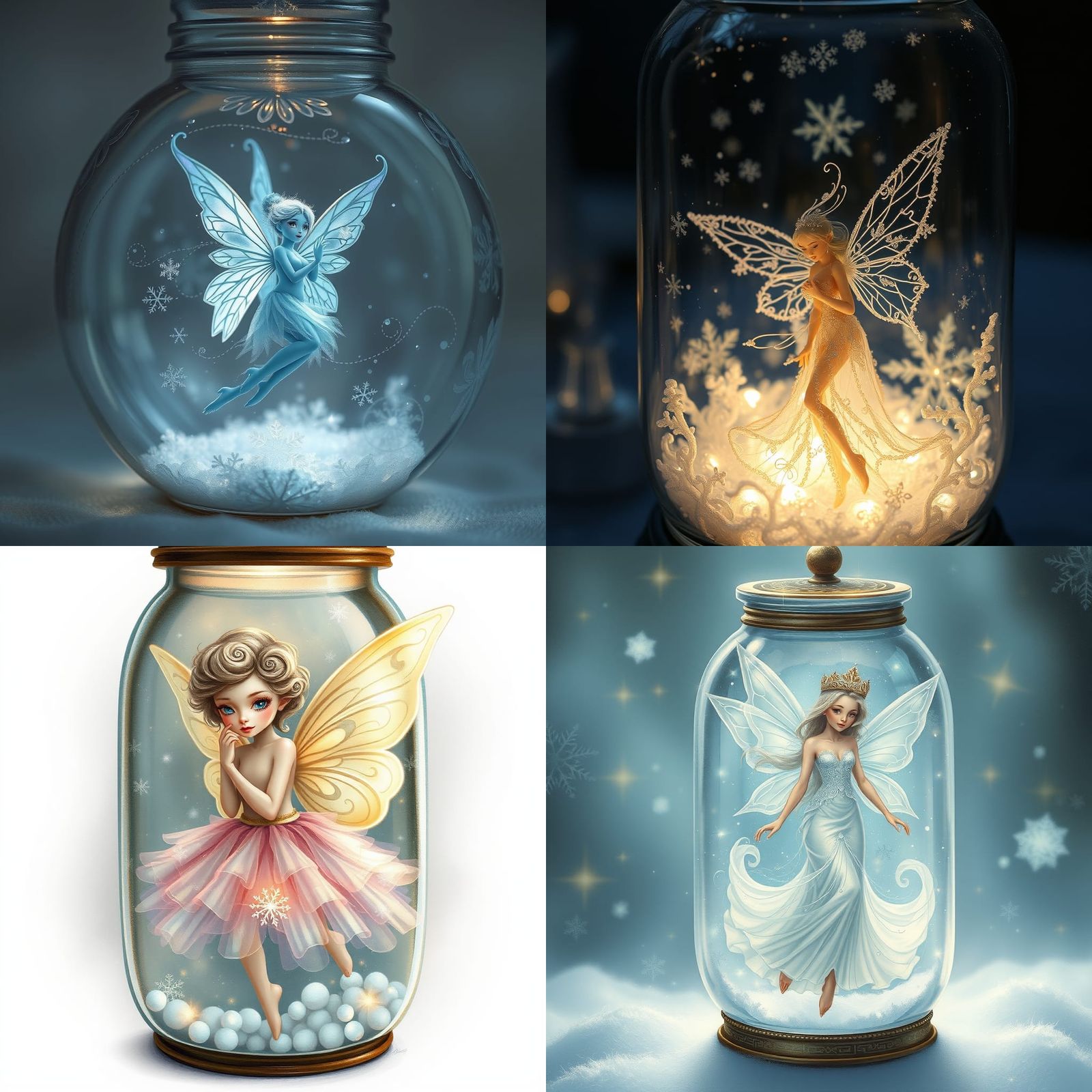 Whimsical Snow Fairy in an Icy Vessel