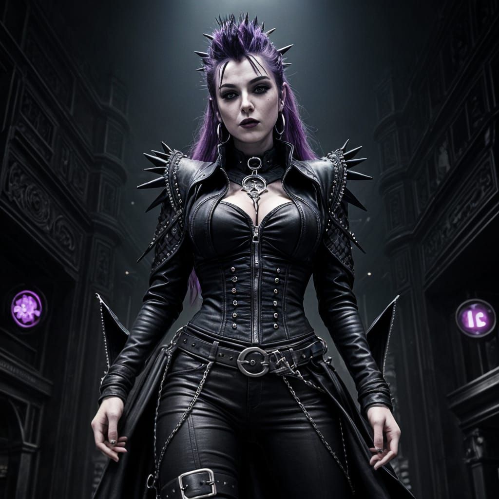 Goth Club Goddess in Black Leather