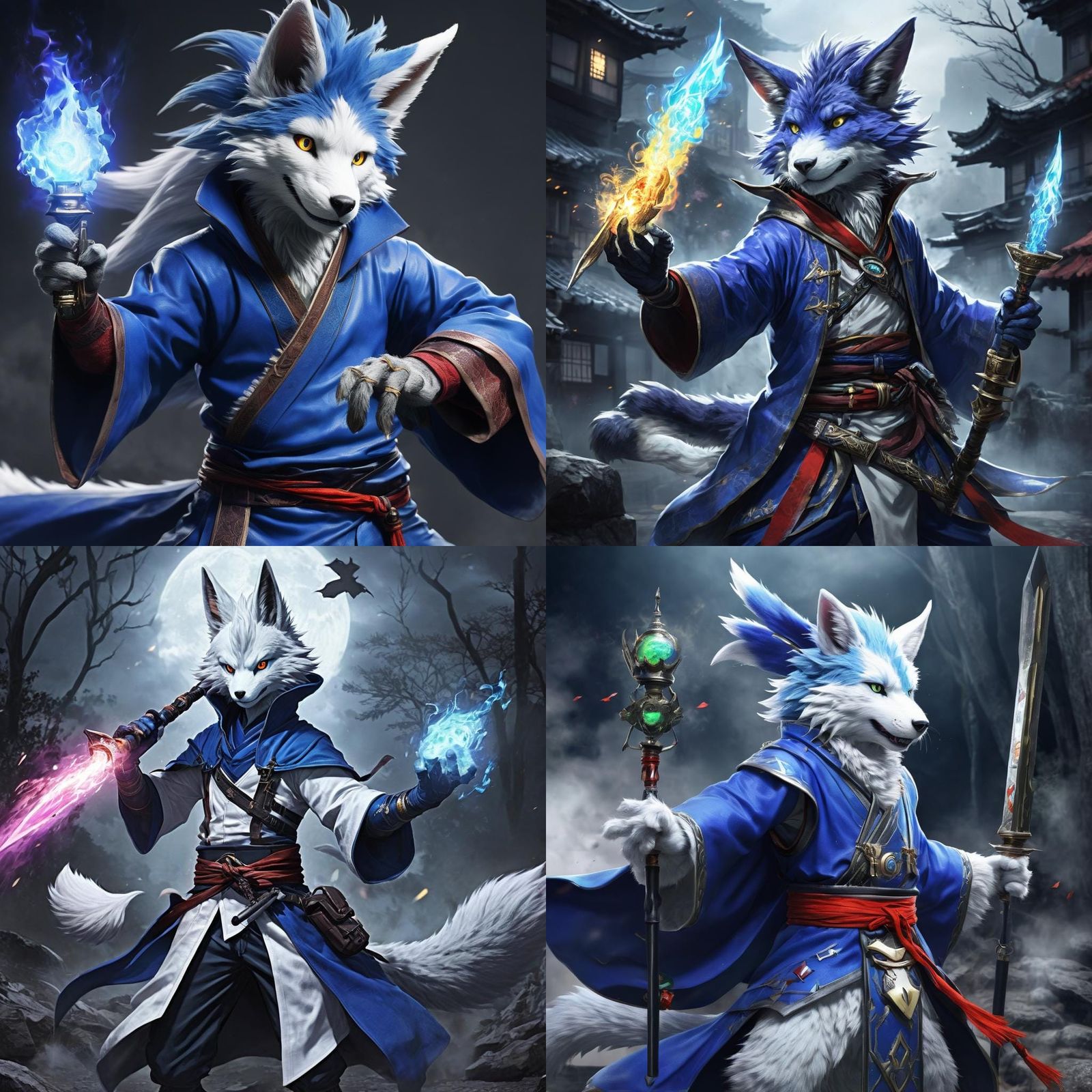 Surreal Furry Mage in Japanese Anime Style