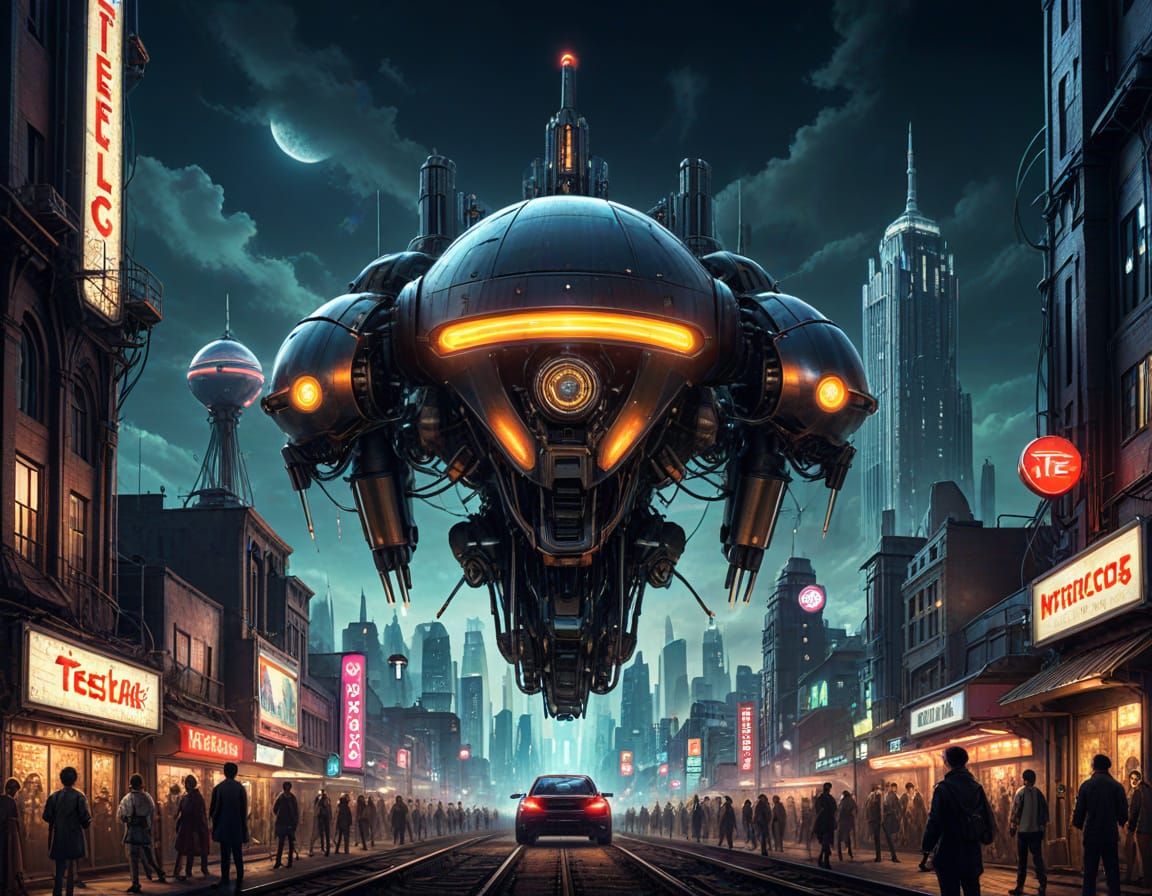 Teslapunk Metropolis in Kidcore Style