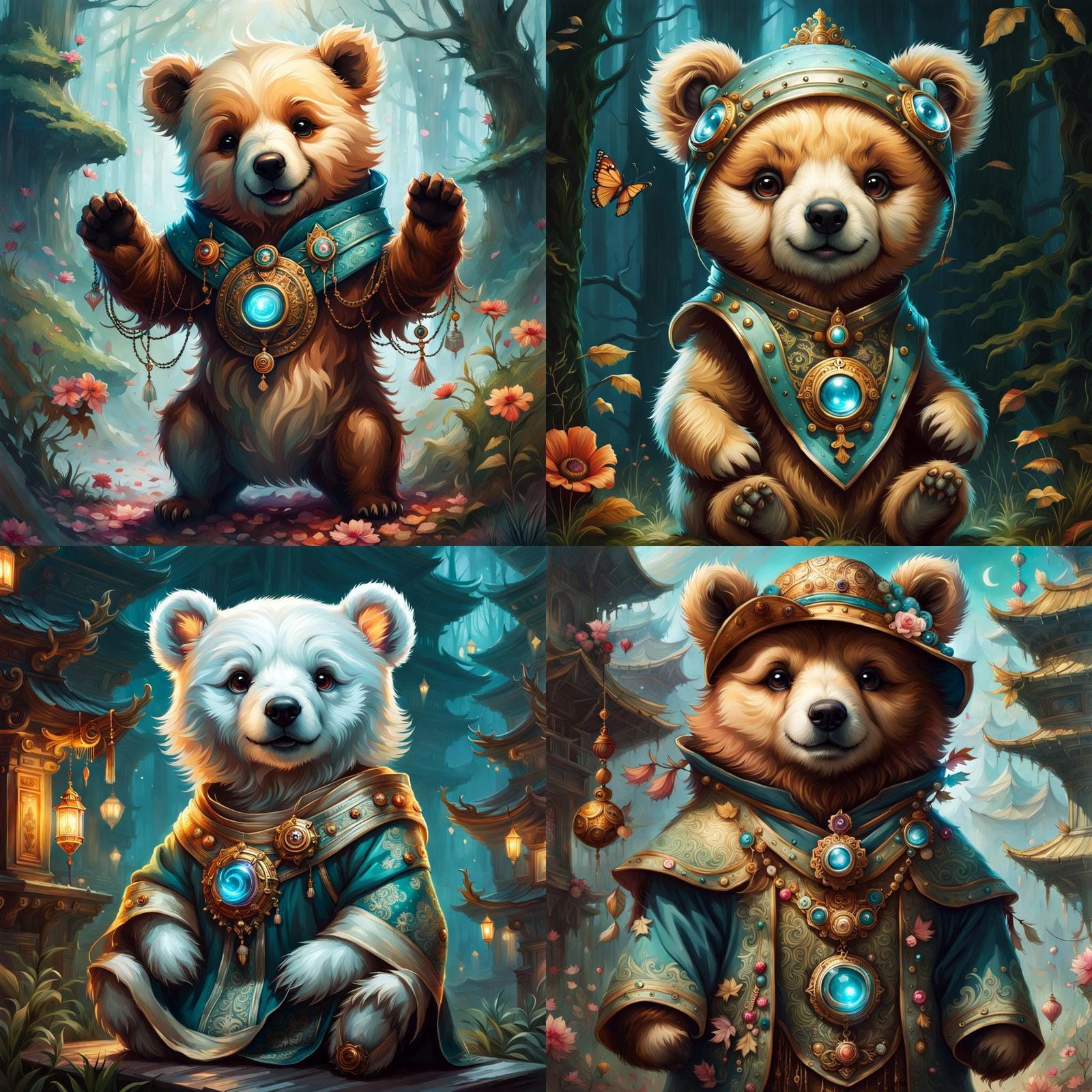 Charming Ghost Bear in Whimsical Setting