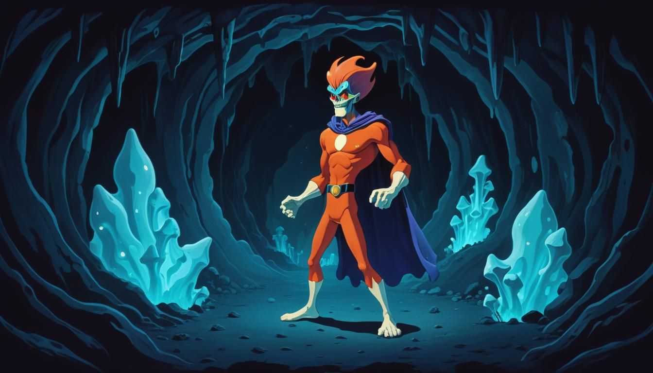 Freakazoid in a Dreamlike Cave Scene