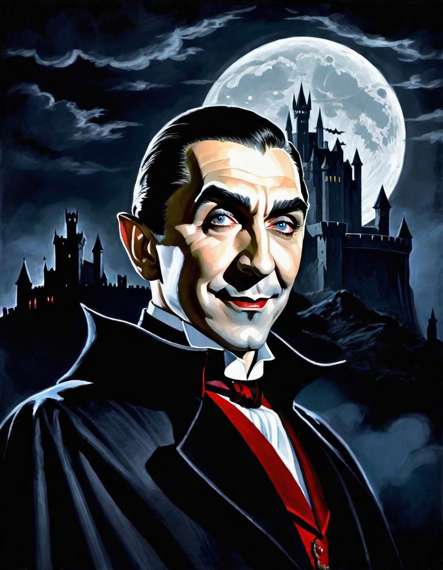 Bela Lugosi as Count Dracula in a Dark Castle Scene