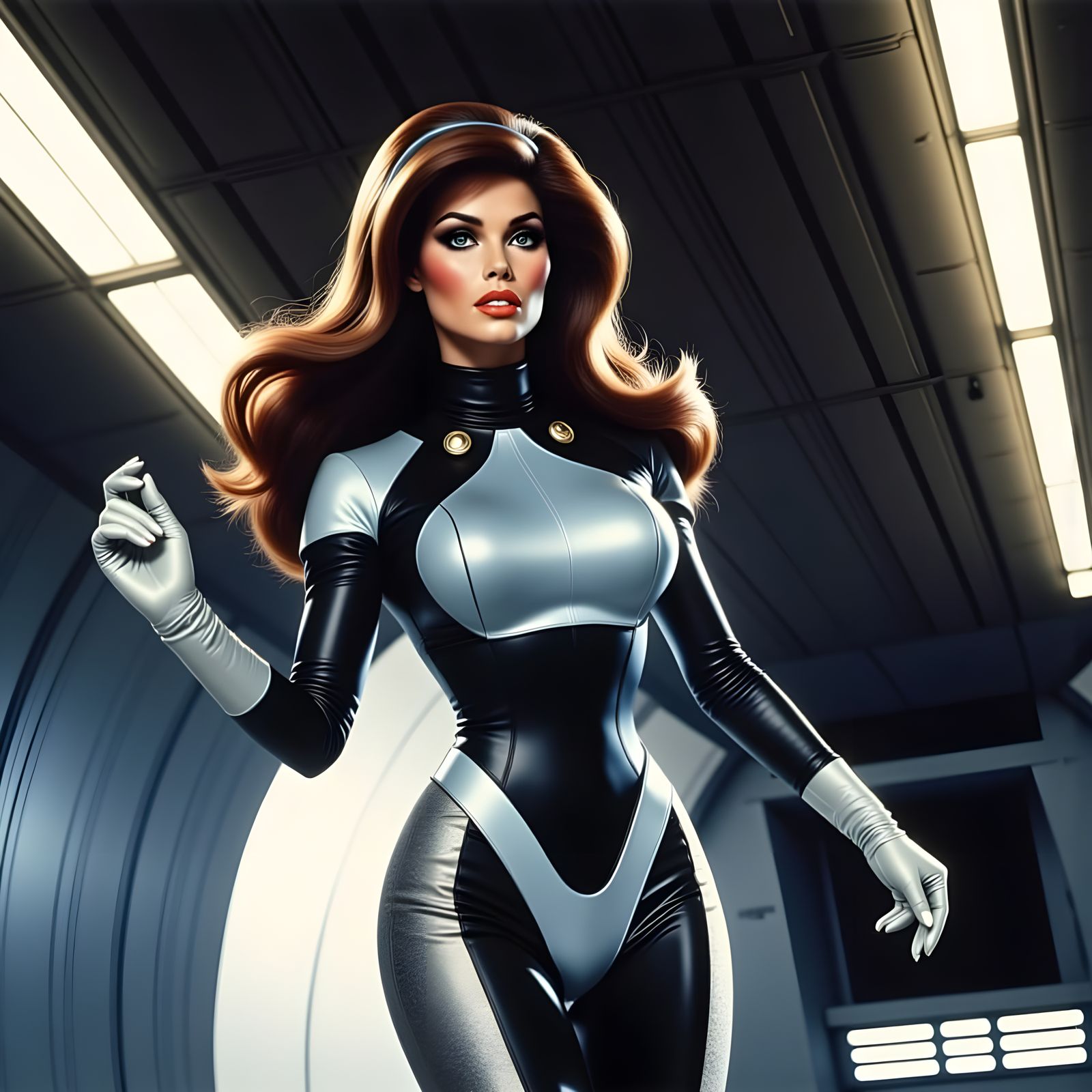 Space Commander Raquel Welch in Futuristic Uniform
