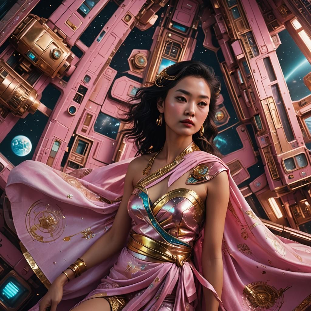Eurasian Goddess in Futuristic Paradise