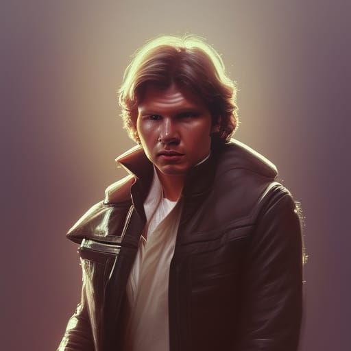 Dynamic Portrait of Han Solo in Cyberpunk Style