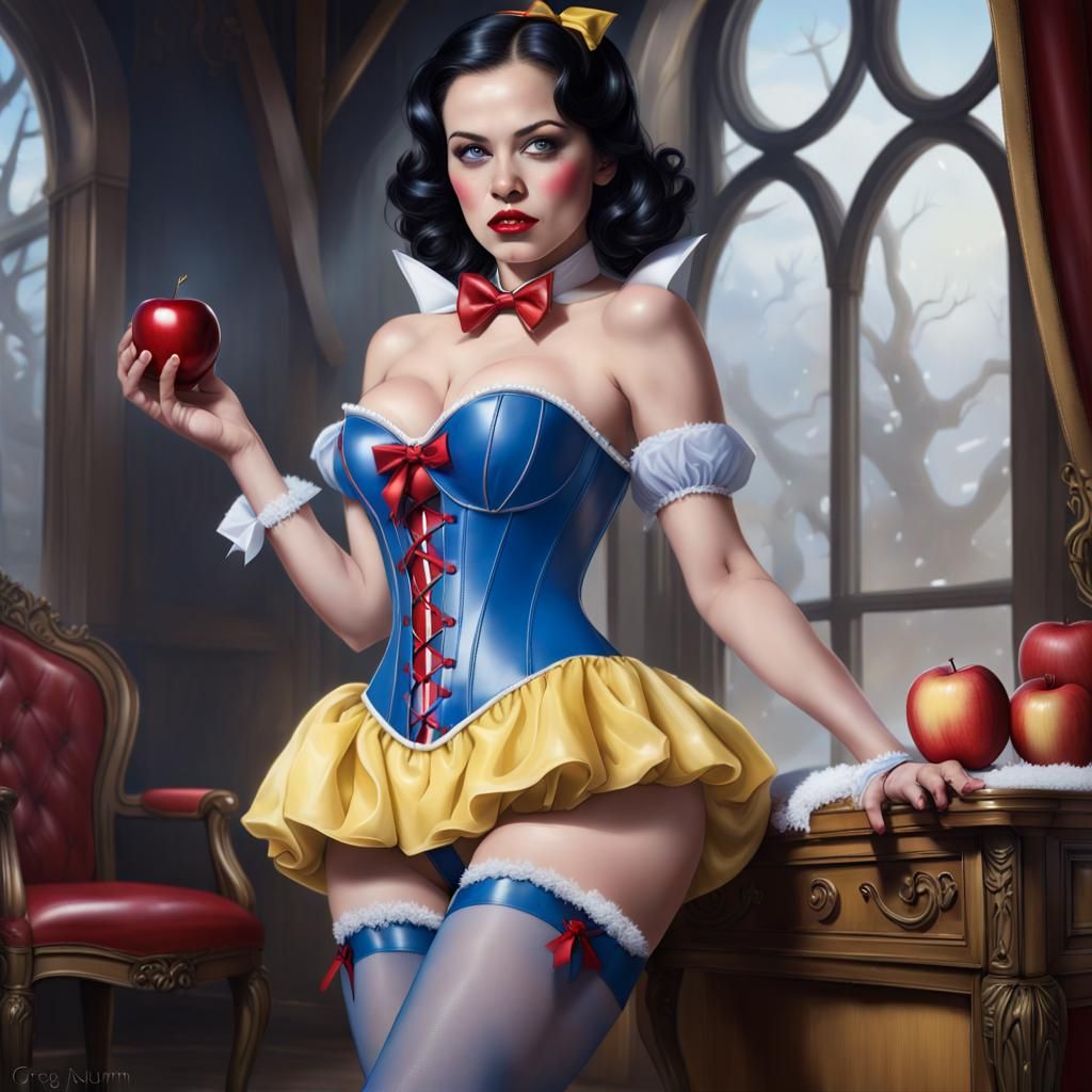 Ethereal Snow White Portrait in Vibrant Leather Corset and B...