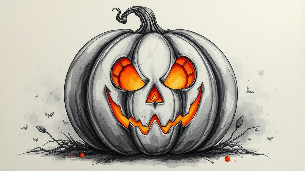 Giant Jack O'Lantern in Holographic Astral Illustration