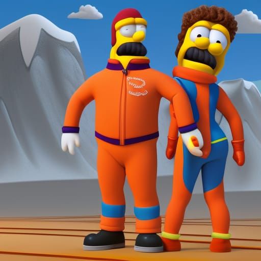 Surreal Disney Concept Art of Flanders in a Vibrant Ski Suit