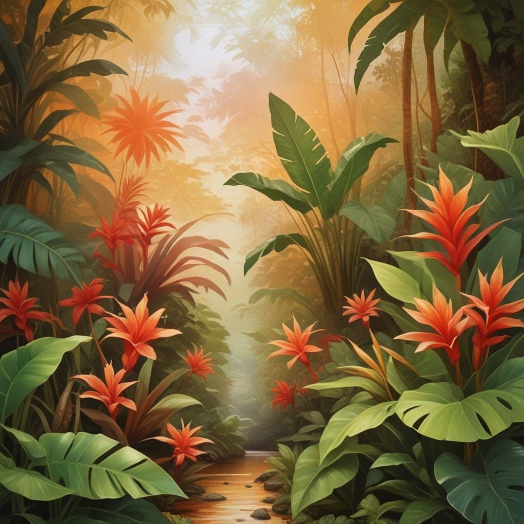 Lush Tropical Paradise in Hyper-Realistic Digital Art