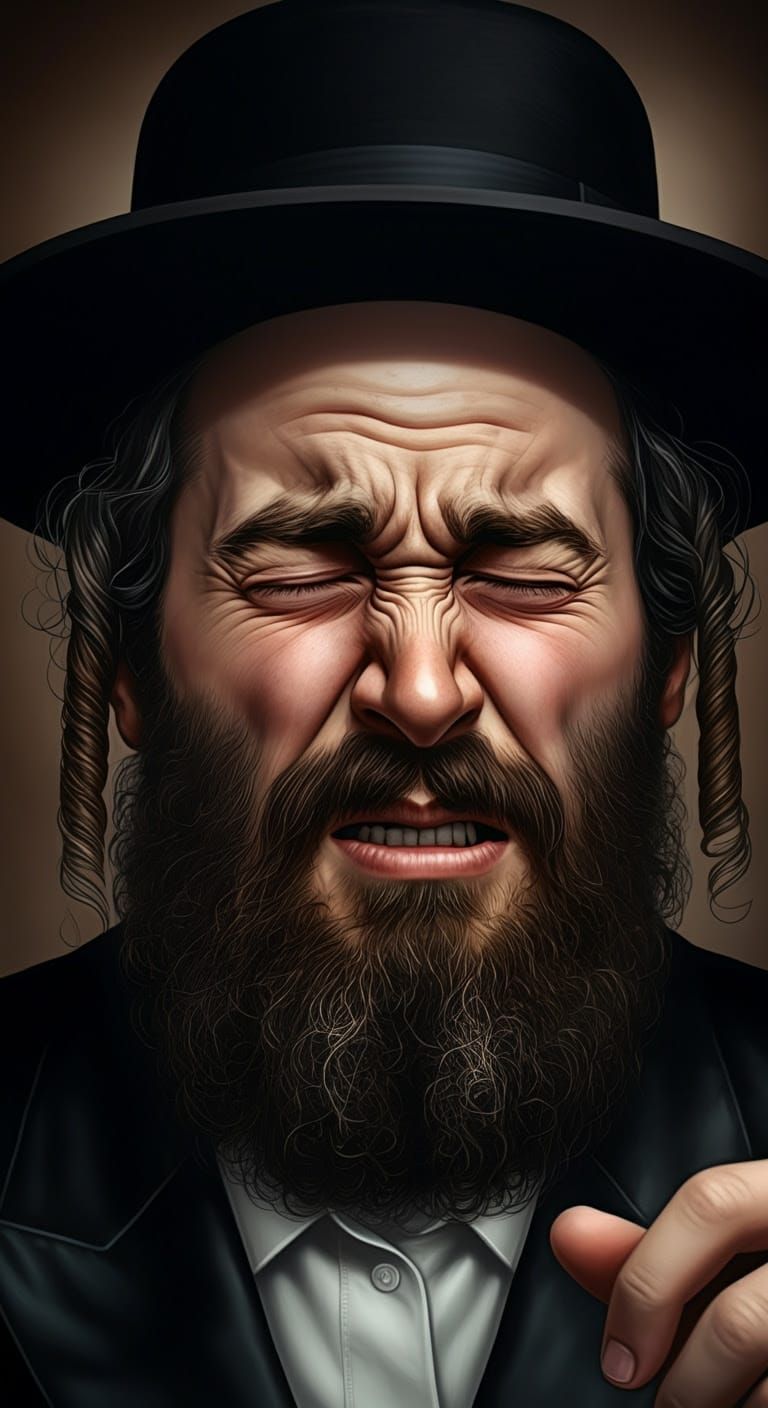 Hasidic Man Sneeze in Digital Comic Style