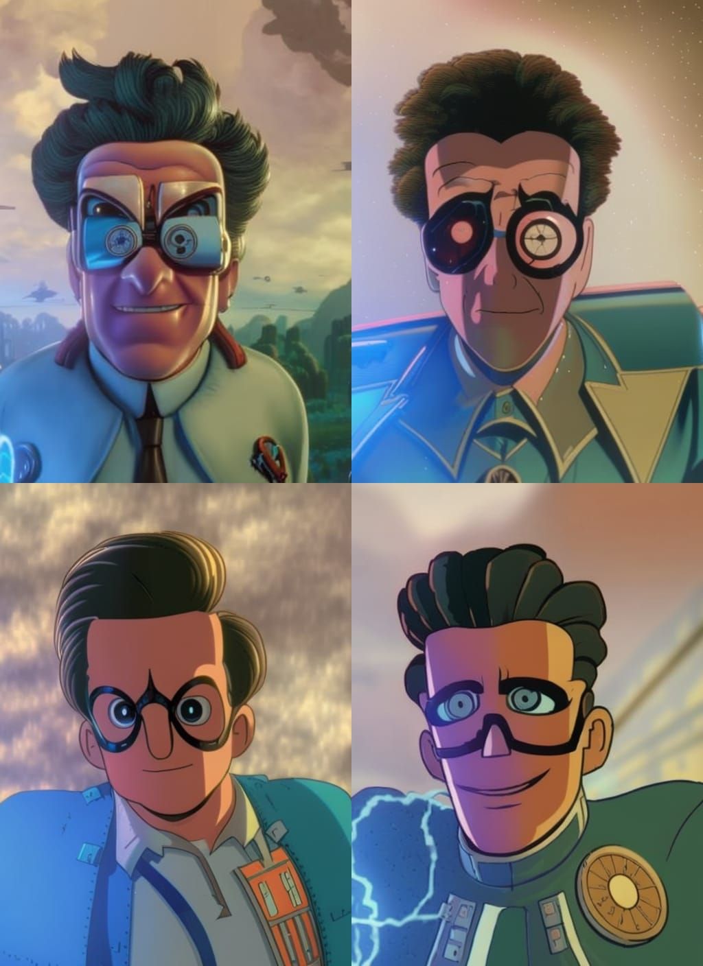 Man in Futuristic Clockpunk Attire with Upright Hair