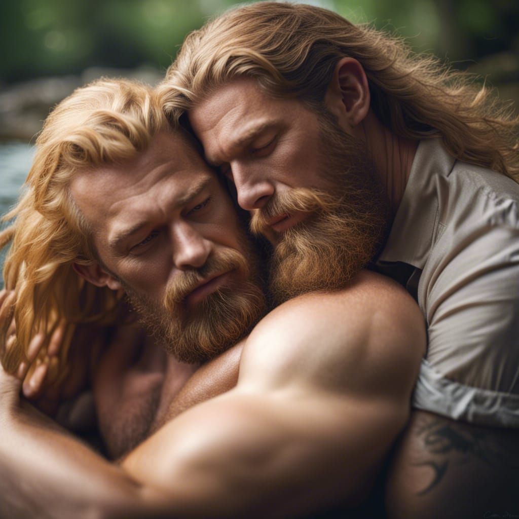 Tender Embrace by a Creek, Artfully Captured in Professional...