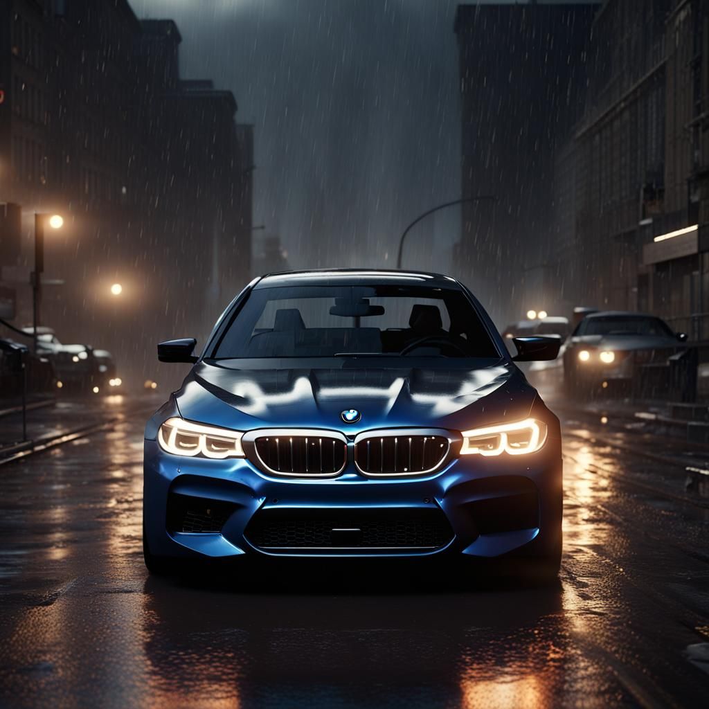 BMW M5 in Epic 3D Stormy Cityscape