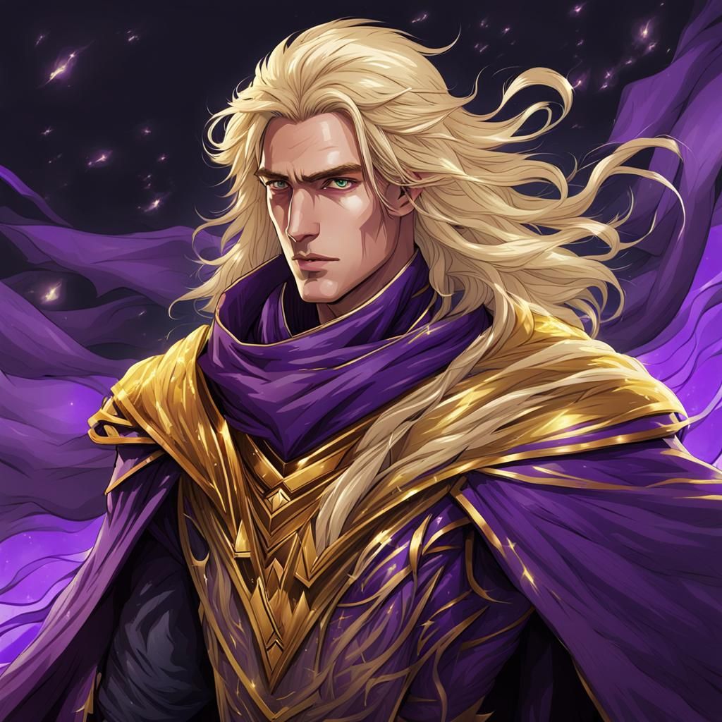 Young Wizard in Majestic Cape with Ribbed Chest