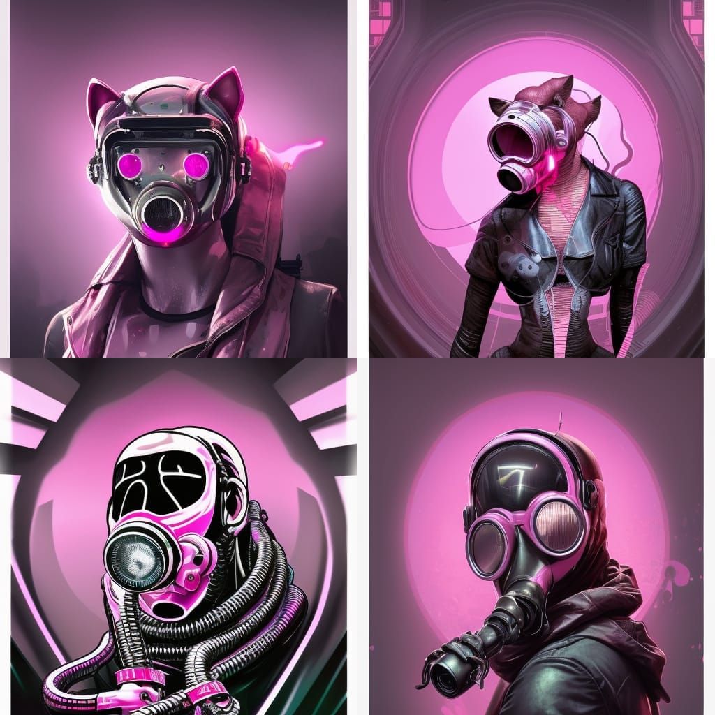 Cyberpunk Pink Panther with Gas Mask