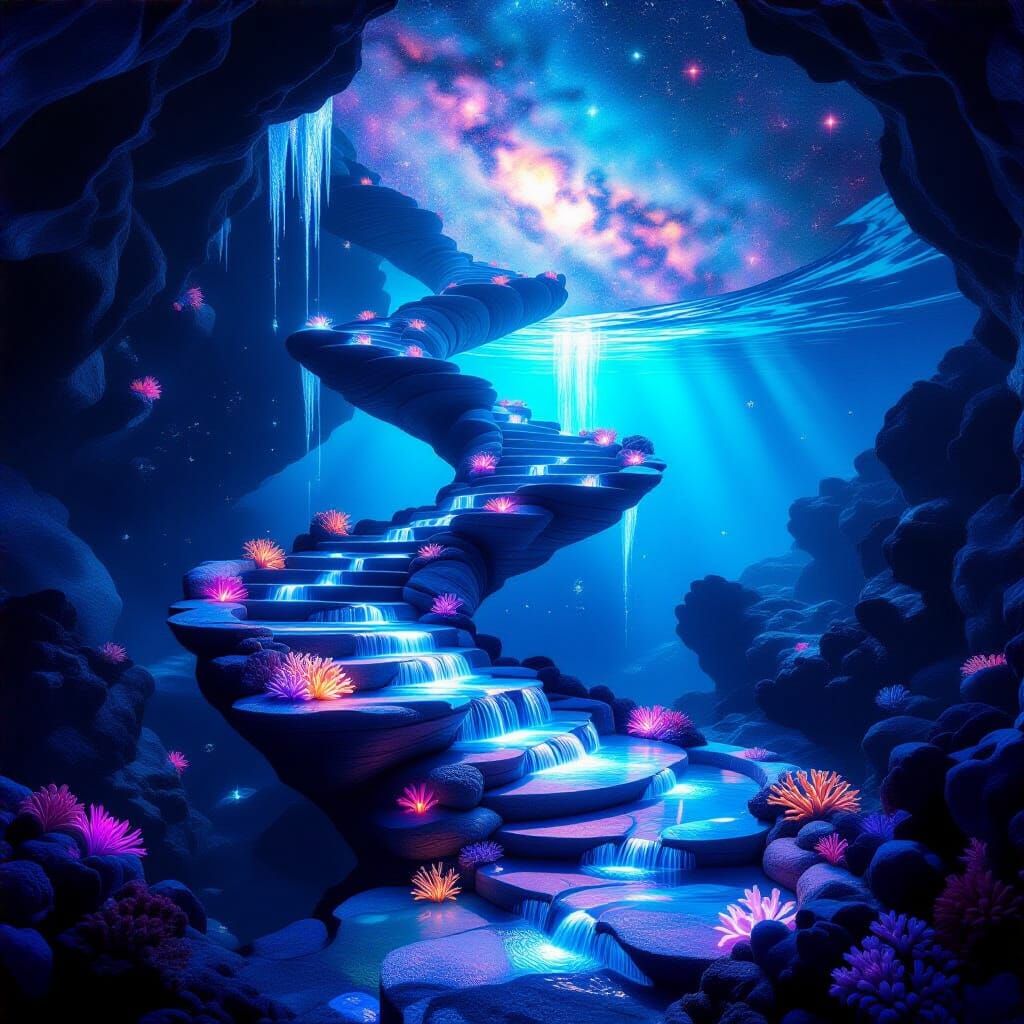 Surreal Ocean Staircase to Space Matte Painting