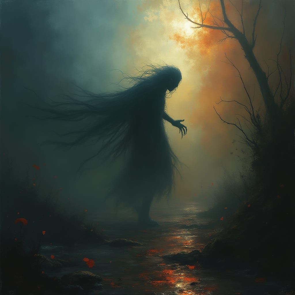 Haunting Rainbow in Dark Horror Style