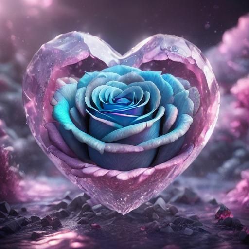 <lora:Epic roses:1.0>epic purple rose in a crystal heart epic Light sparkel