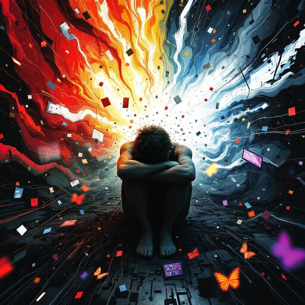 Surreal Exhaustion in Neon Hues