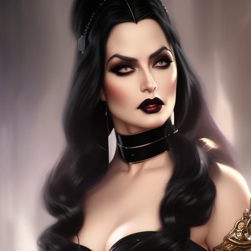 Lily Munster Portrait in Gothic Art Style