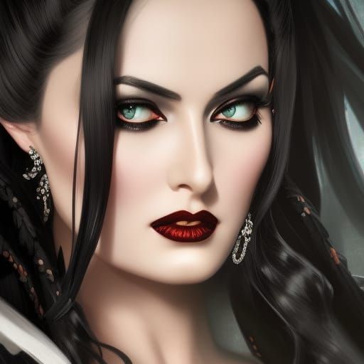 Lily Munster Portrait in Gothic Art Style