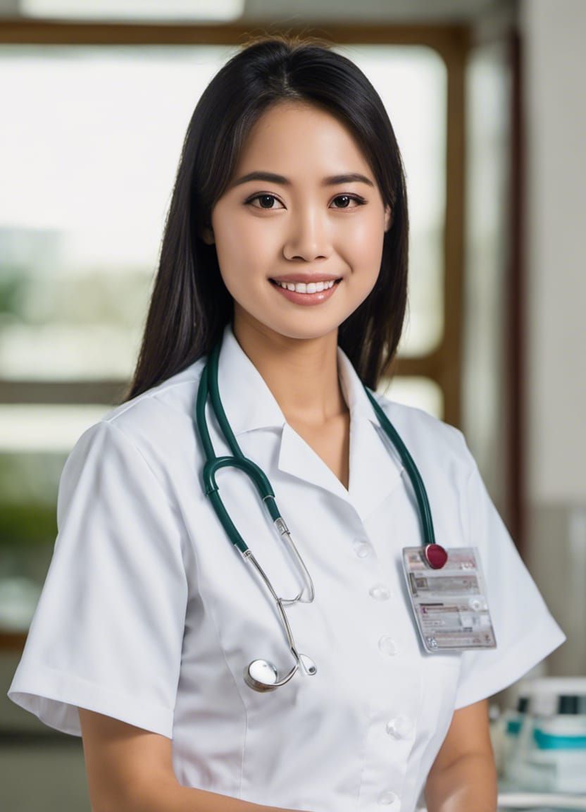 Pretty Indonesian Nurse in Hospital: Photorealistic Image