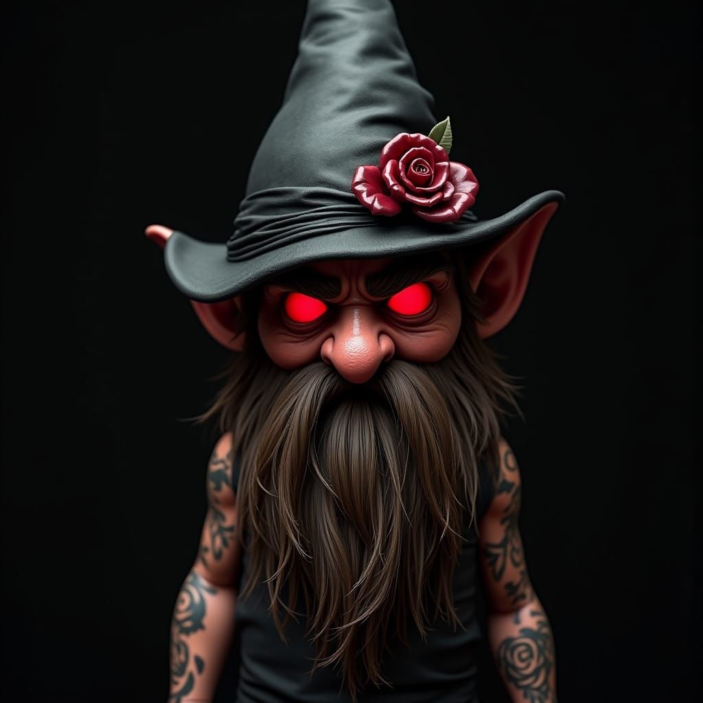 Mysterious Red-Eyed Gnome in Dark Majesty