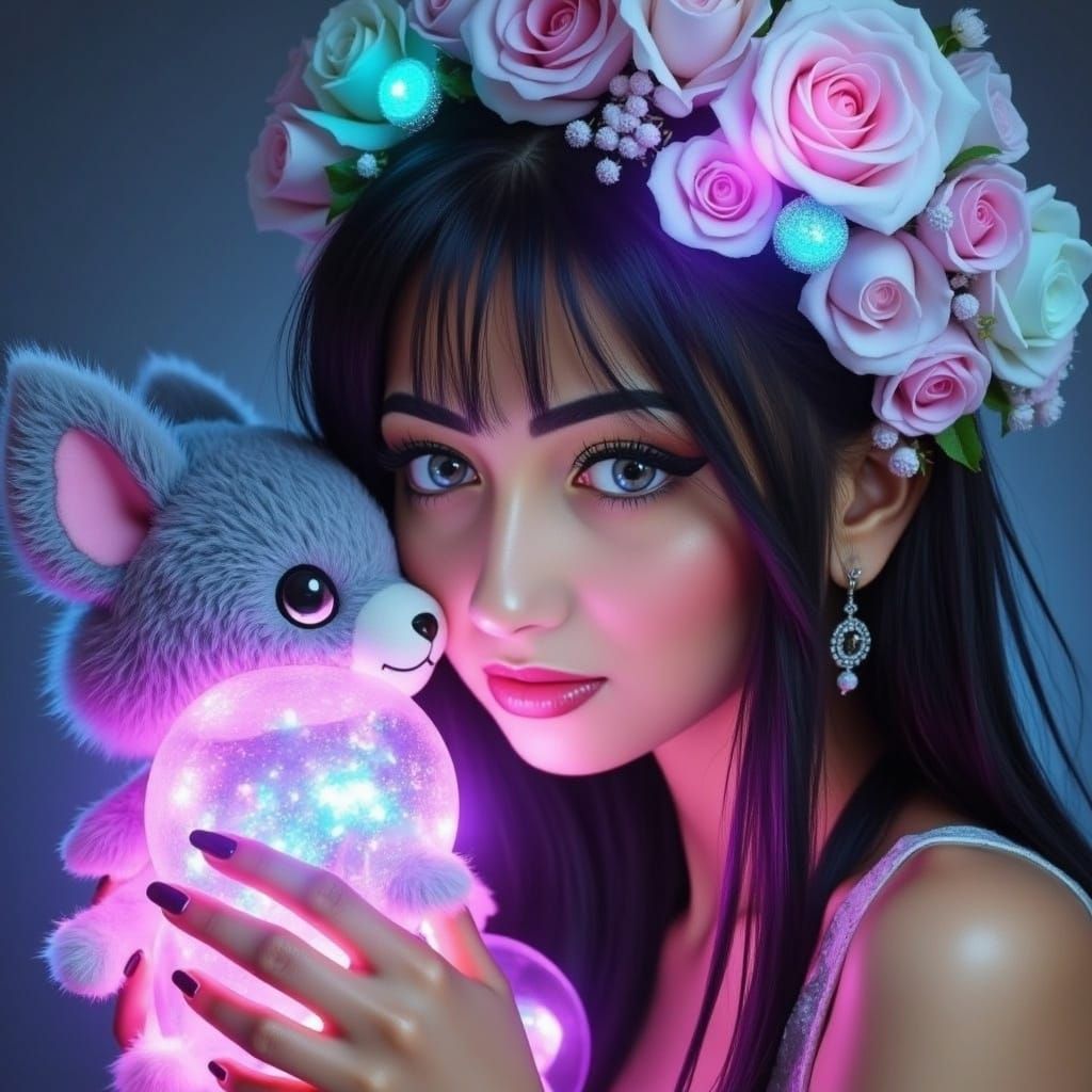 Girl with Crystal Animal Companion in Whimsical Anime Fantas...