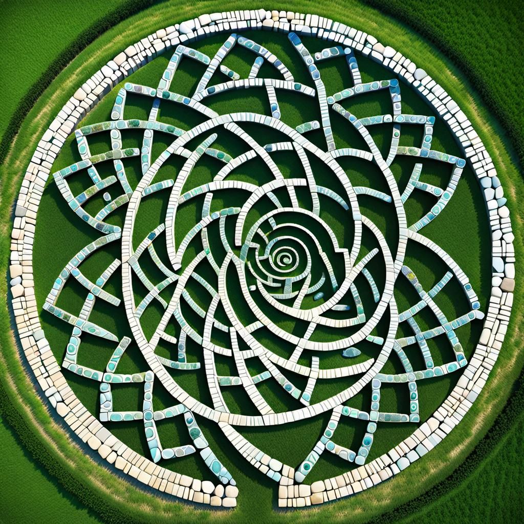 Elegant Stone Labyrinth with Intricate Fractal Design