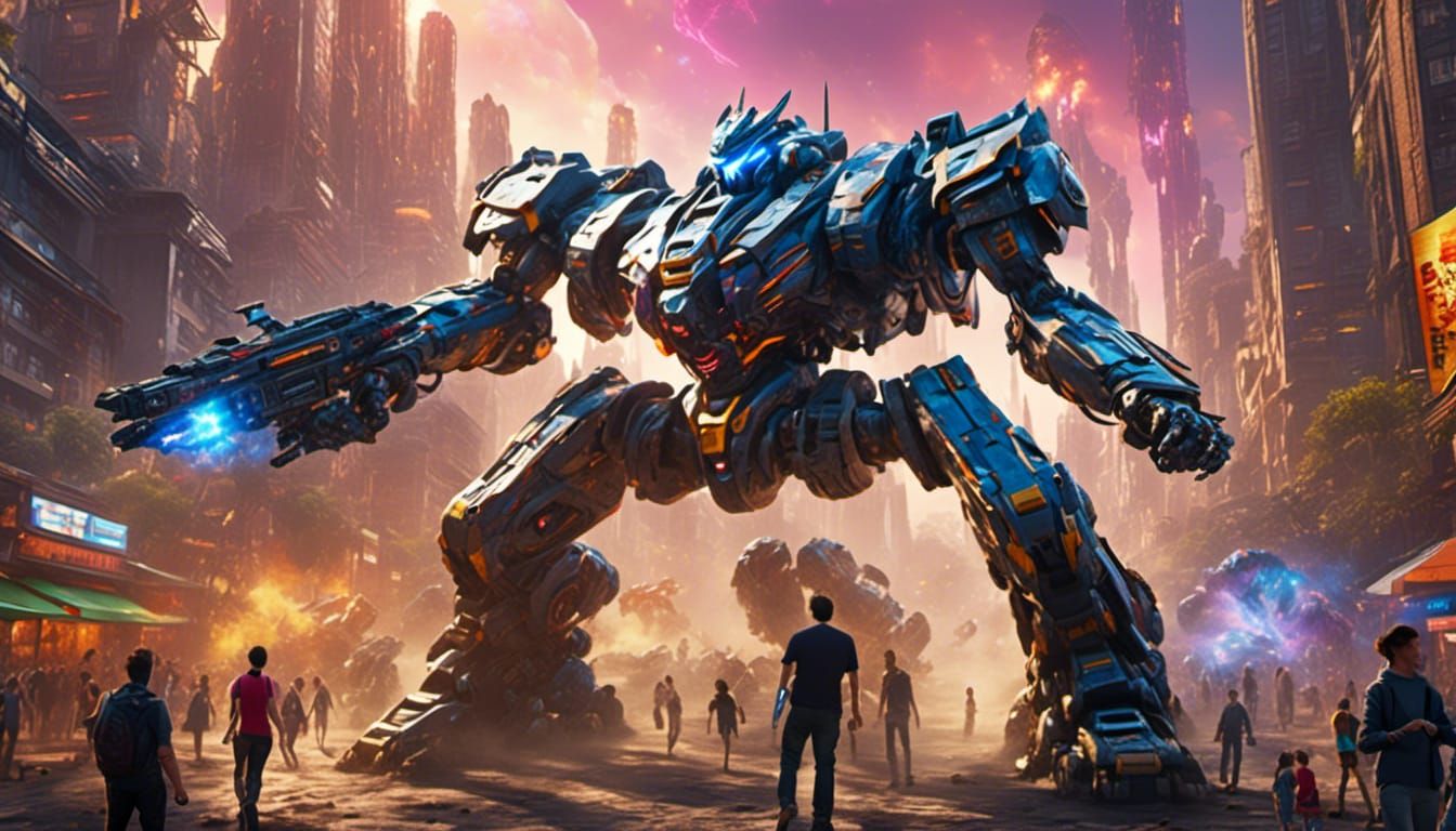 Next-Generation Jaeger Mecha in Cyberpunk Style