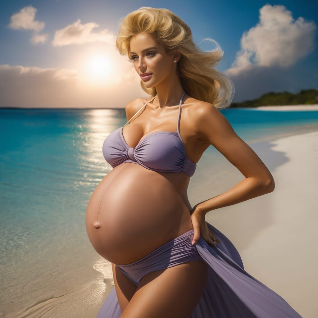 Radiant Pregnant Blonde Goddess of Summer