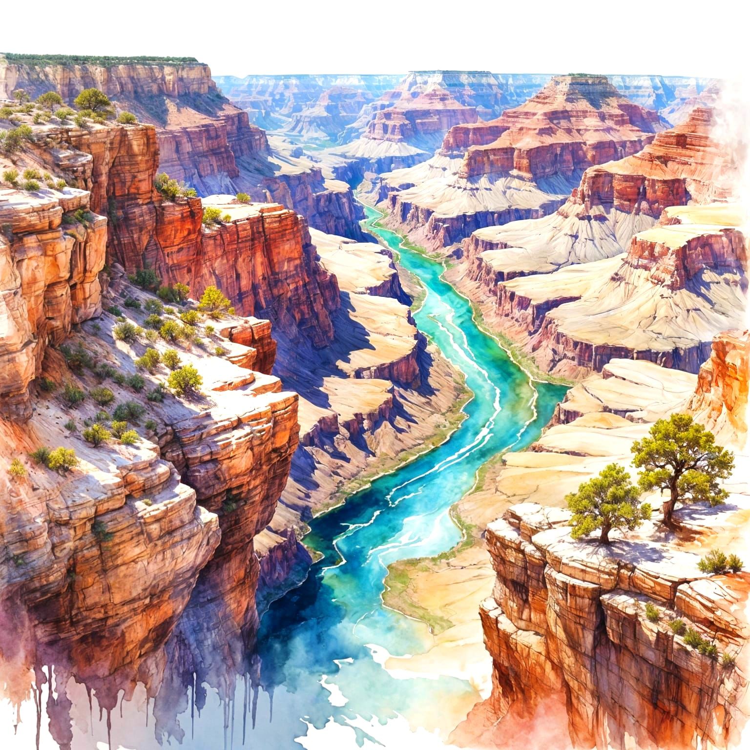 Grand Canyon in Watercolor Style