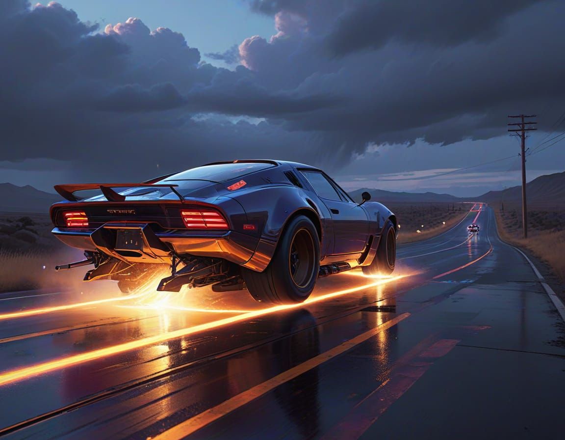 Aerodynamic Ostrich Overtakes Sleek Car on Vibrant Track