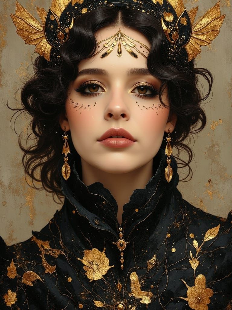 Sorceress Goddess in Cyberpunk Style with Intricate Armor an...