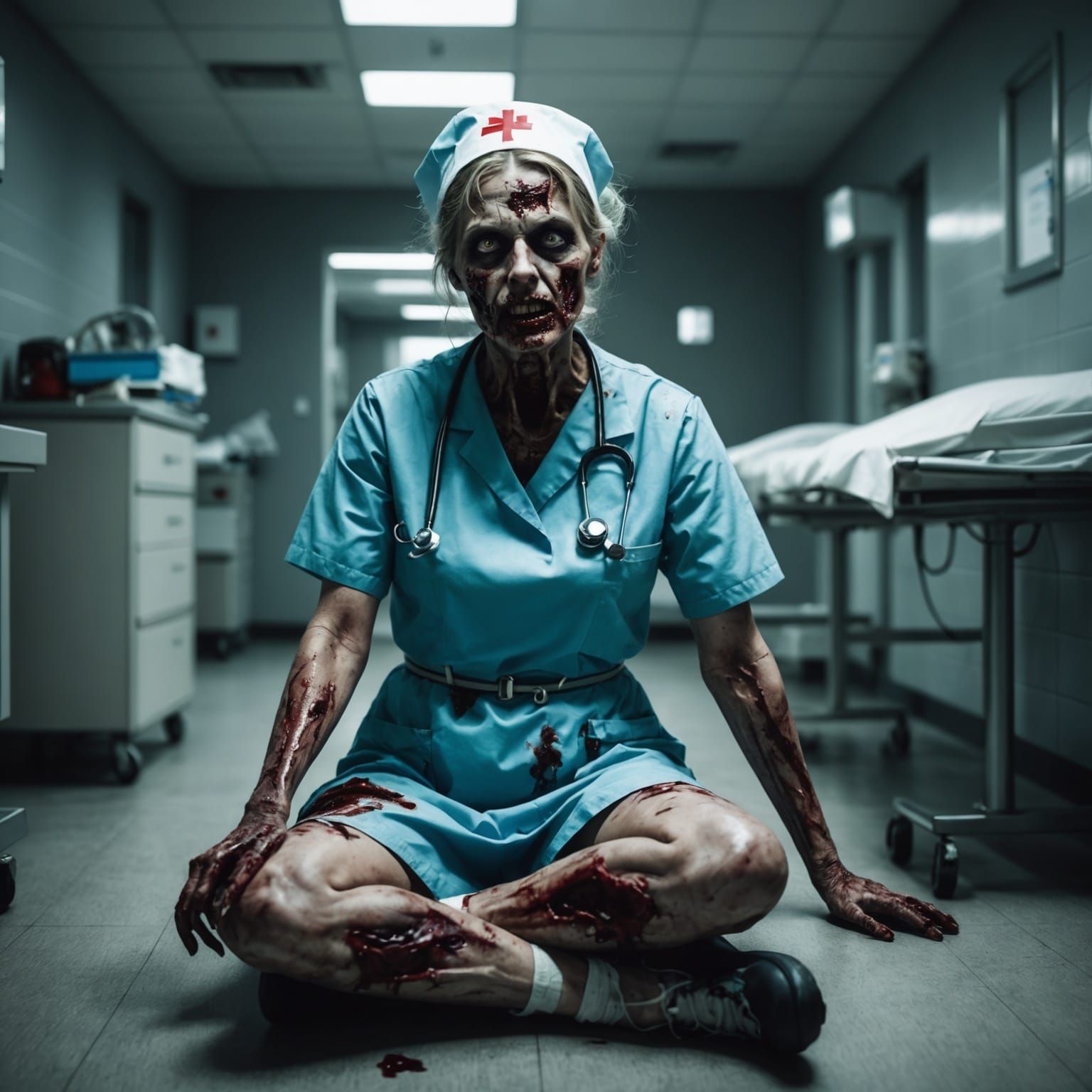 Chilling Zombie Nurse Emerges from Hospital Ruins