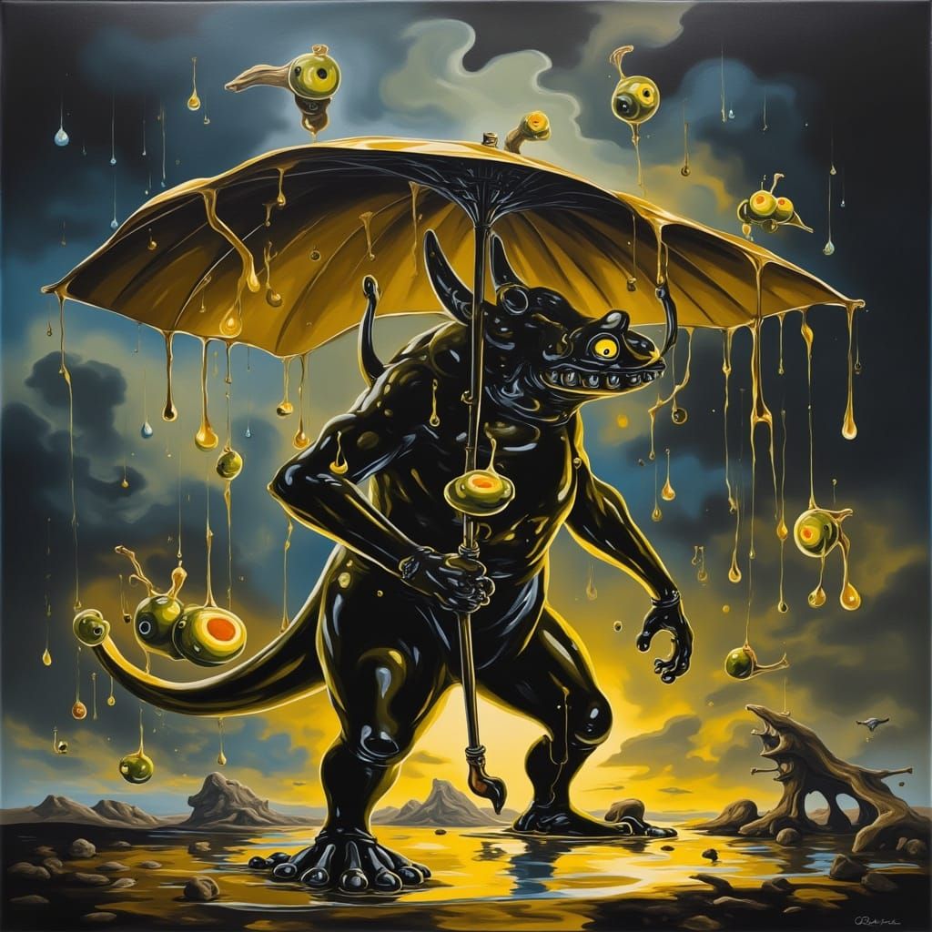 Giant Monster Shelters Fire Elementals From Rain