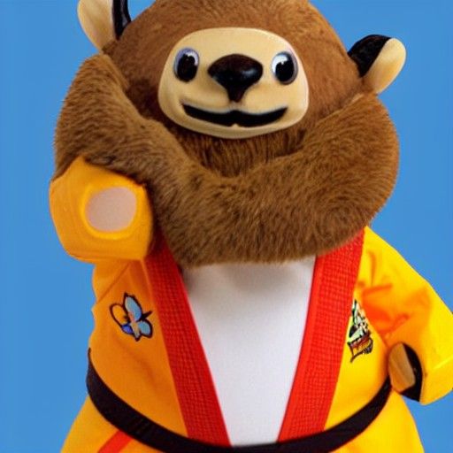 Cartoon Beaver Wears Karate Gear