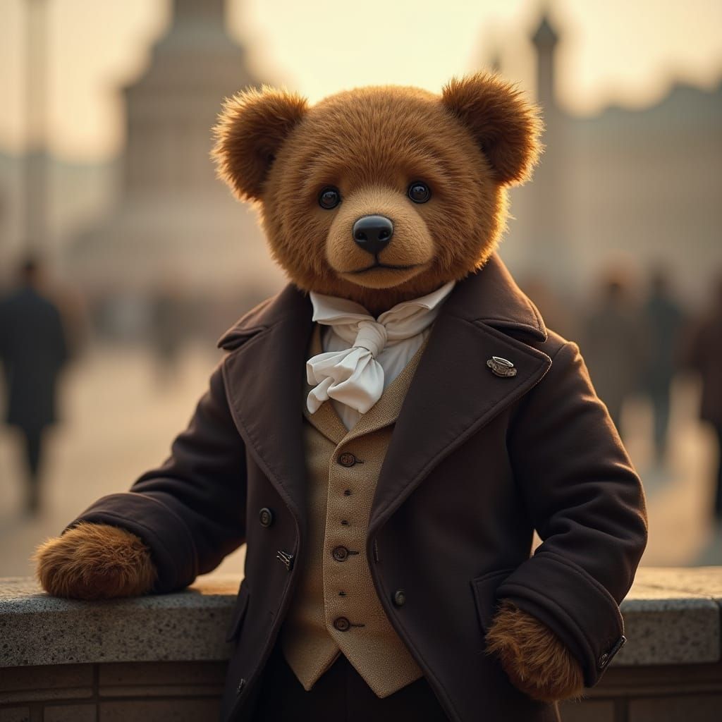 Regal Teddy Bear in Suit, Modern Realism
