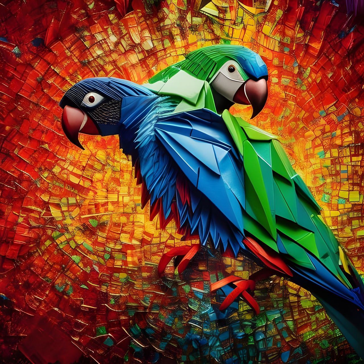 Origami Parrot in Masterful Volumetric Lighting