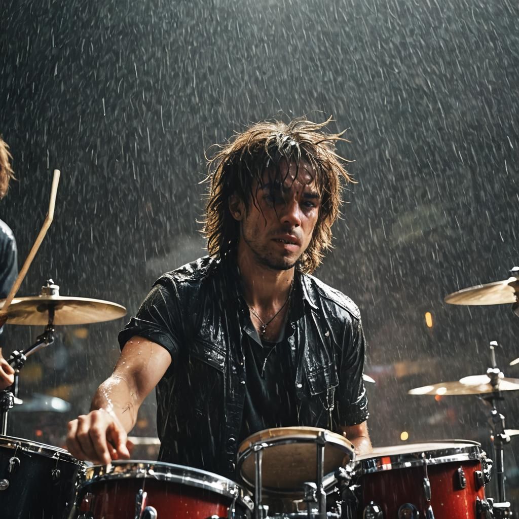 Moody Hard Rock Band Performs in the Rain