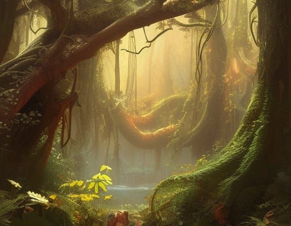 Mysterious Triadic Forest in a Dreamlike Atmosphere