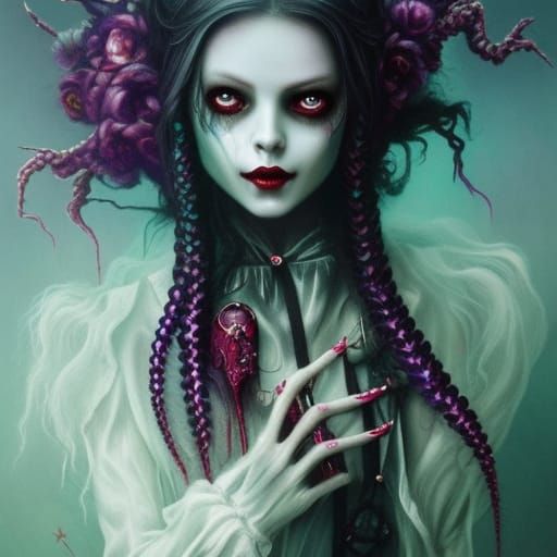 Vampiress Zombie Portrait in Victorian London