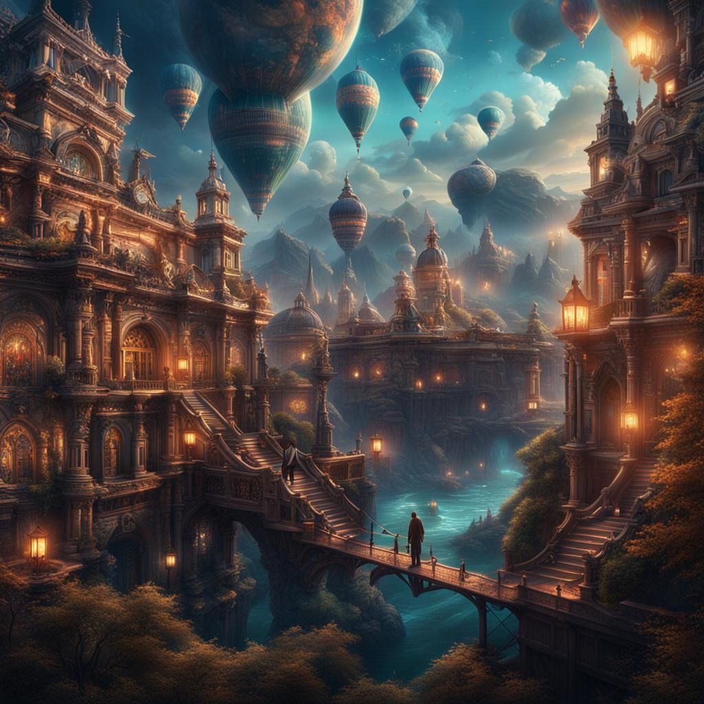 Epic Cinematic Digital Matte Painting of Soulmates in a Fant...