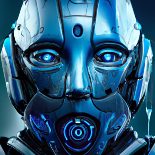 Surreal Robots Portrait in Vibrant Triadic Colors