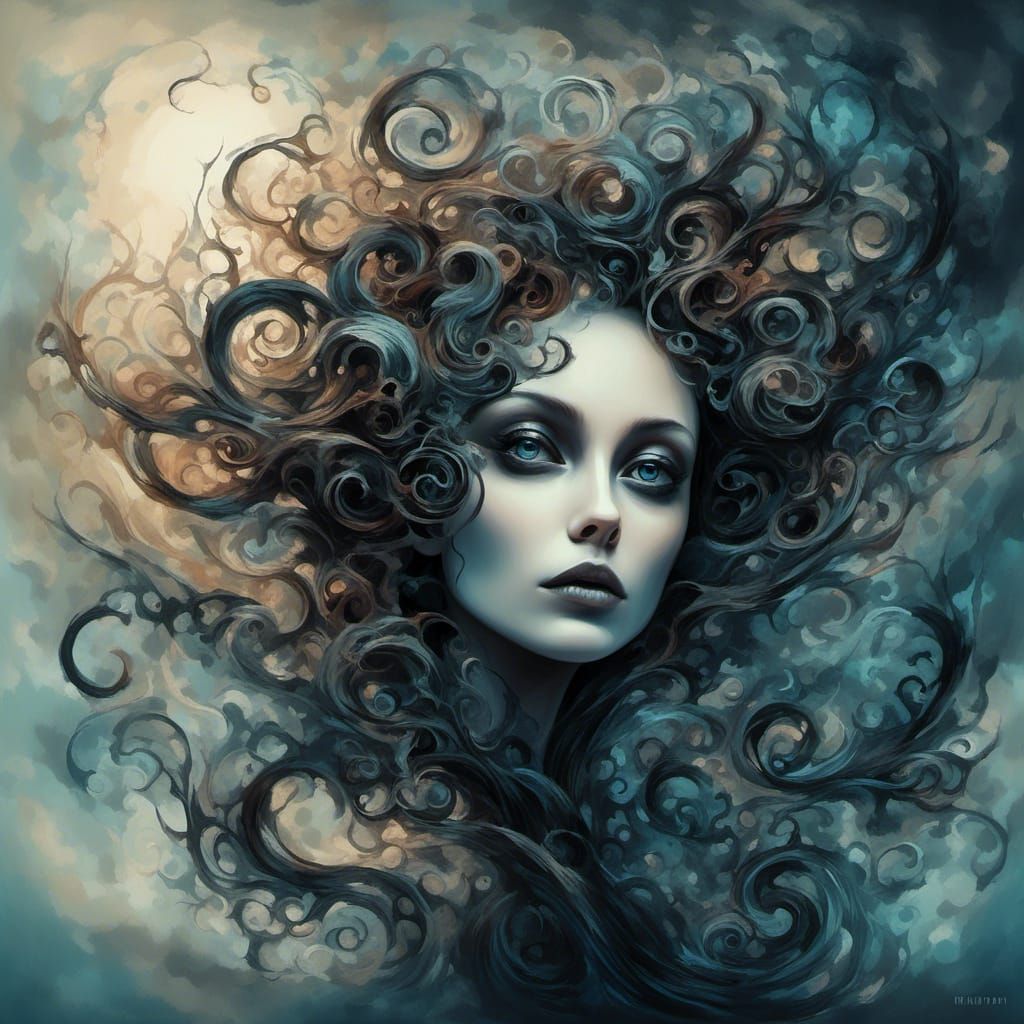 Surreal Portrait in Whimsical Gothic Style