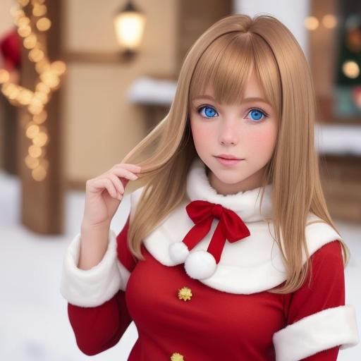 Adorable Young Girl in Festive Christmas Outfit