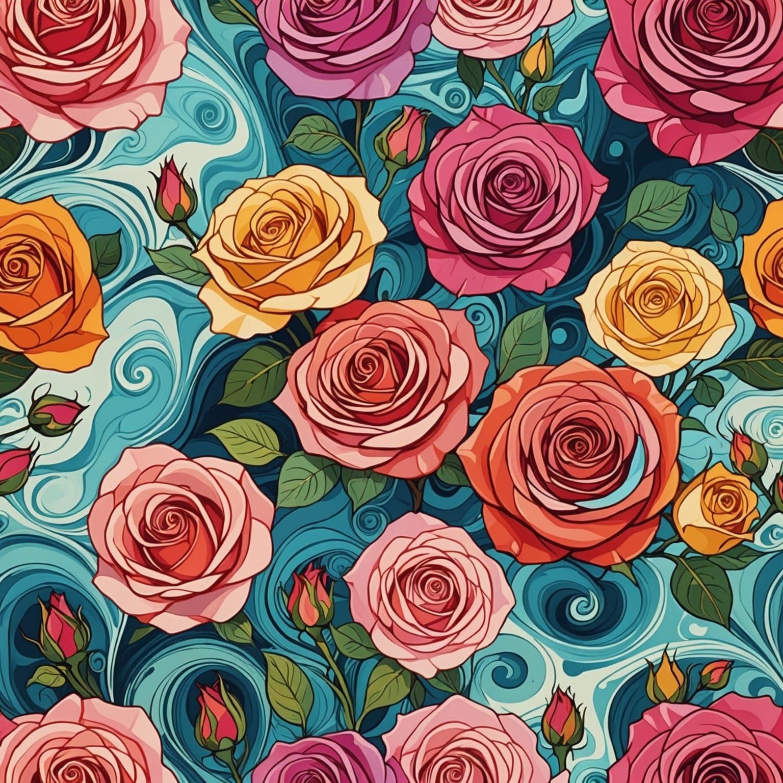 Vibrant Roses in a Marble Effect
