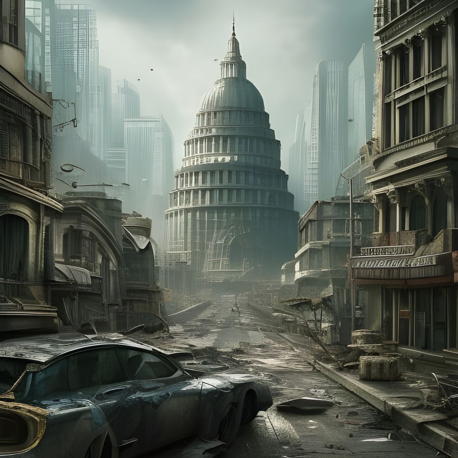 Hyperrealistic Deserted Cityscape in Epic Cinematic Style